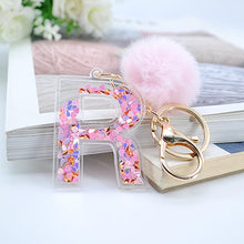 Load image into Gallery viewer, Sequin hollow letter keychain
