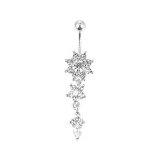 Load image into Gallery viewer, Crystal Belly Perforated Skull Button Belly Button Ring
