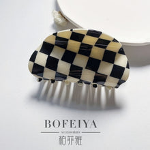 Load image into Gallery viewer, Black and White Plaid Hairpin
